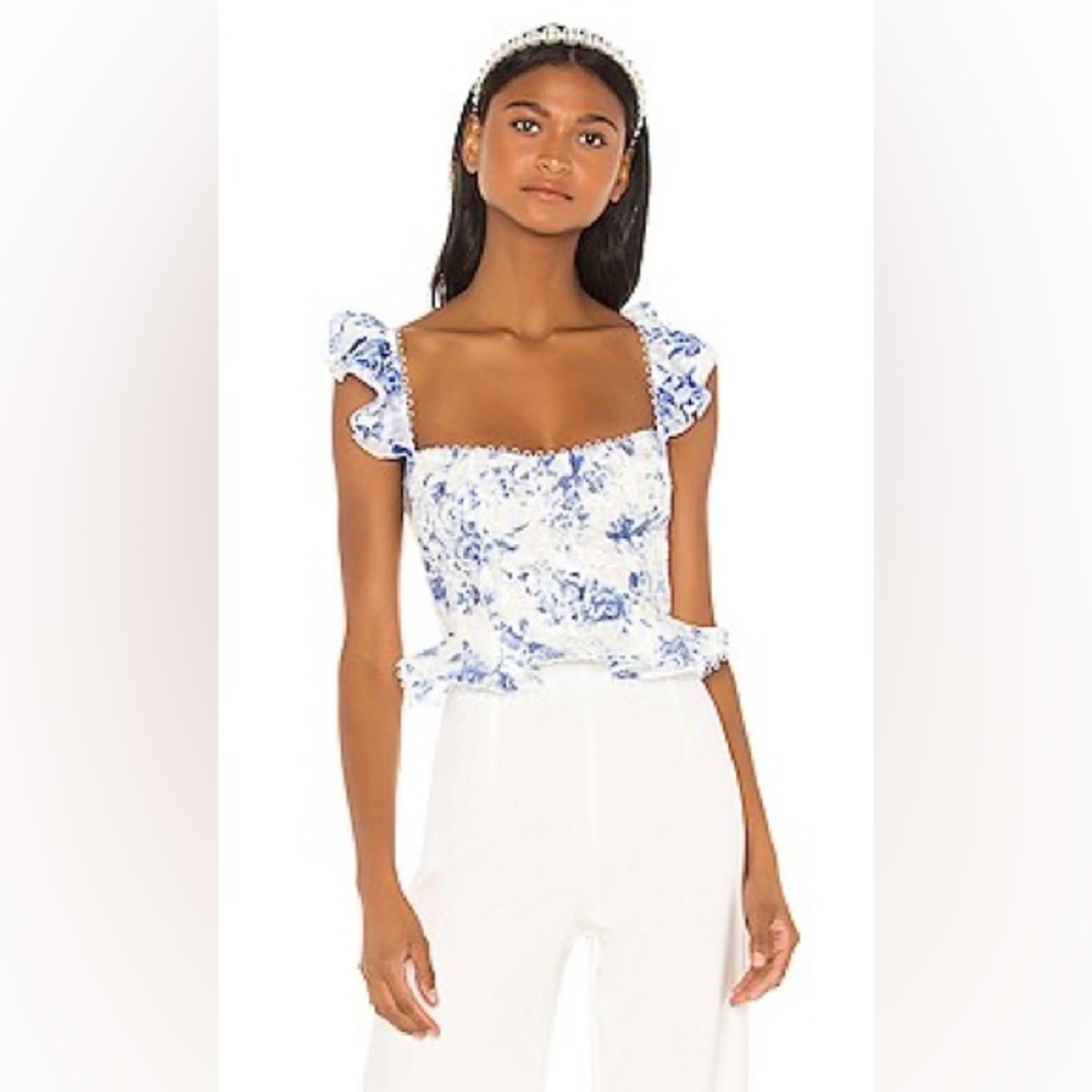 V Chapman Provence Peplum Blouse NWT